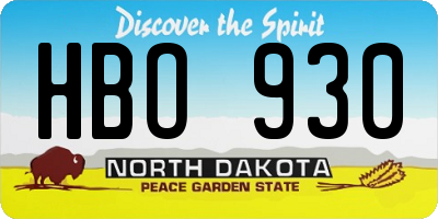 ND license plate HBO930