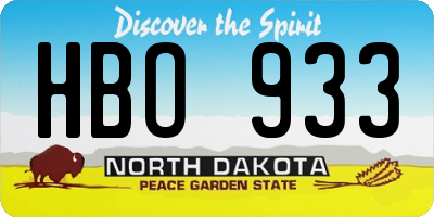 ND license plate HBO933