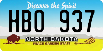 ND license plate HBO937