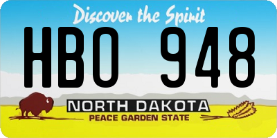 ND license plate HBO948