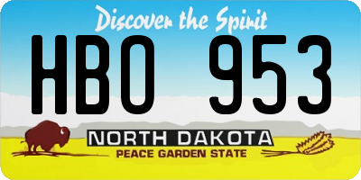 ND license plate HBO953