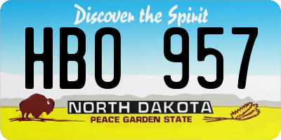 ND license plate HBO957