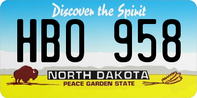 ND license plate HBO958