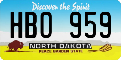 ND license plate HBO959