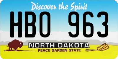 ND license plate HBO963