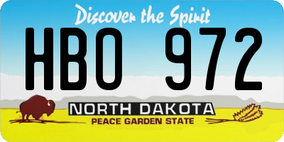 ND license plate HBO972