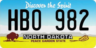 ND license plate HBO982