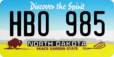 ND license plate HBO985