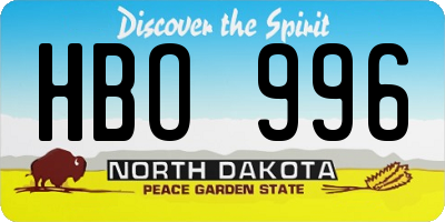 ND license plate HBO996