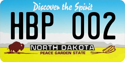 ND license plate HBP002