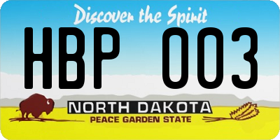 ND license plate HBP003