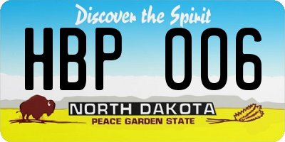 ND license plate HBP006