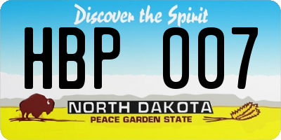 ND license plate HBP007