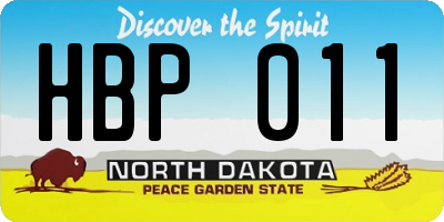 ND license plate HBP011