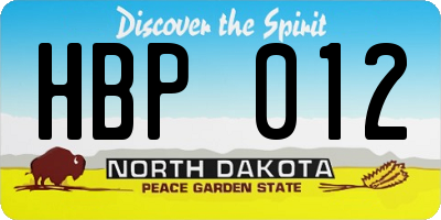 ND license plate HBP012