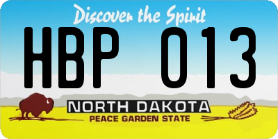 ND license plate HBP013