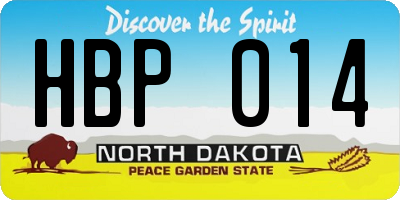ND license plate HBP014