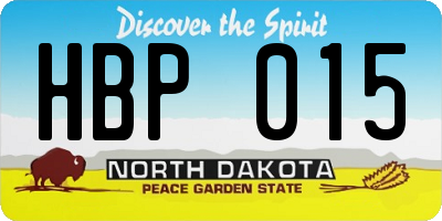 ND license plate HBP015