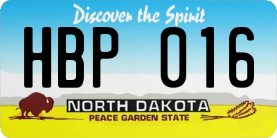 ND license plate HBP016