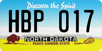 ND license plate HBP017