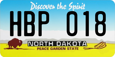 ND license plate HBP018