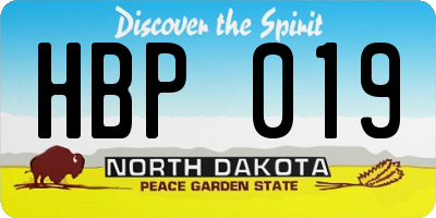 ND license plate HBP019