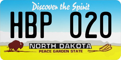 ND license plate HBP020