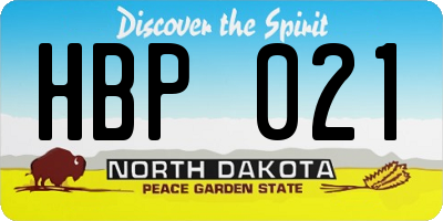 ND license plate HBP021