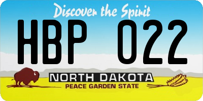 ND license plate HBP022