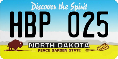 ND license plate HBP025