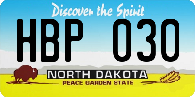 ND license plate HBP030