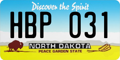 ND license plate HBP031