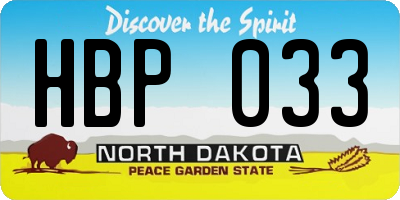 ND license plate HBP033