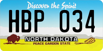 ND license plate HBP034