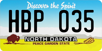 ND license plate HBP035