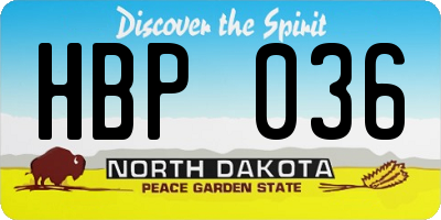 ND license plate HBP036