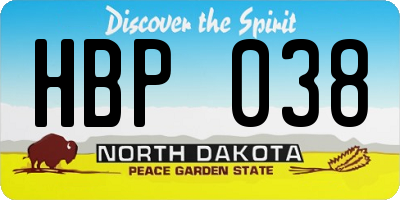 ND license plate HBP038