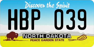 ND license plate HBP039