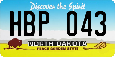 ND license plate HBP043