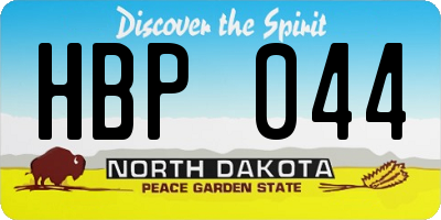 ND license plate HBP044