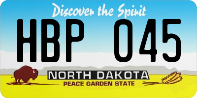 ND license plate HBP045