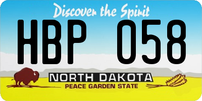 ND license plate HBP058