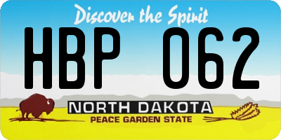 ND license plate HBP062