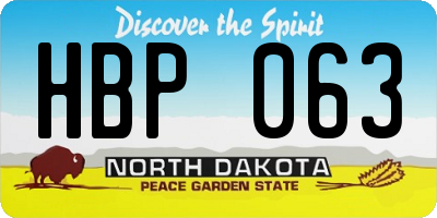 ND license plate HBP063