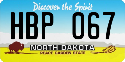 ND license plate HBP067