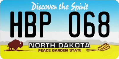 ND license plate HBP068