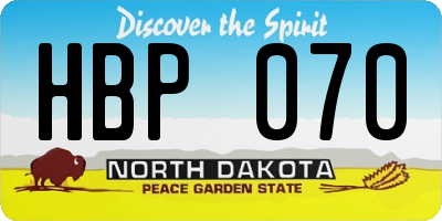 ND license plate HBP070