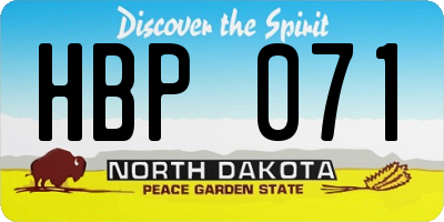 ND license plate HBP071