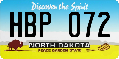 ND license plate HBP072
