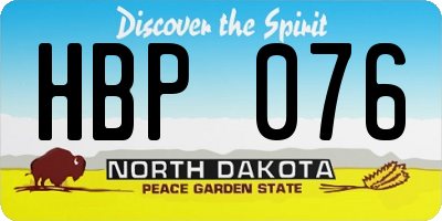 ND license plate HBP076